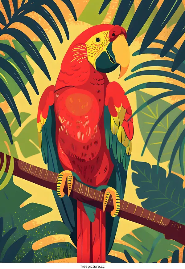 Colorful Tropical Parrot Illustration