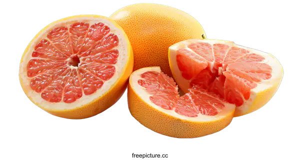 [Transparent Background PNG]Fresh Sliced Grapefruit on White Background
