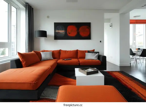 Scandinavian Living Room with Vibrant Accents