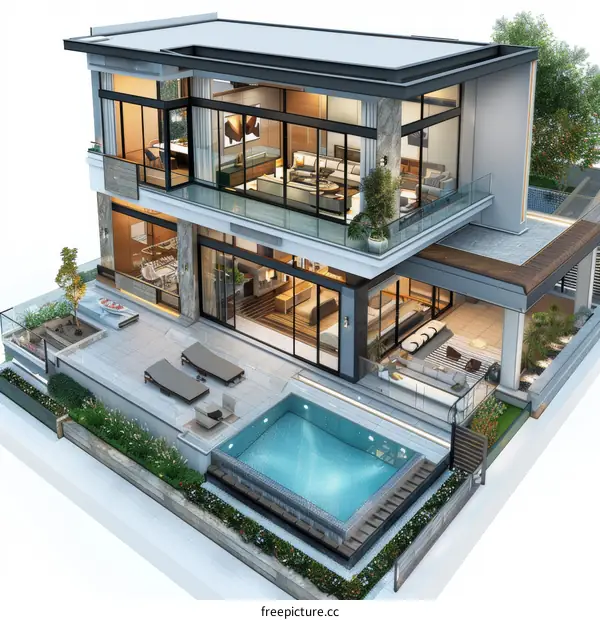 Modern Mansion with Swimming Pool Exterior Design