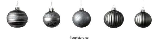 [Transparent Background PNG]Set of Four Dark Grey Christmas Ornaments