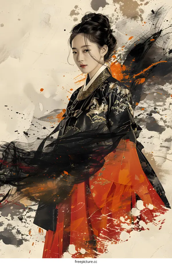 Portrait of a young woman in traditional Korean dress