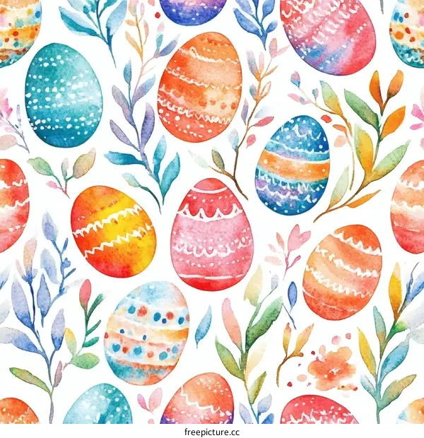 Watercolor Easter Egg Pattern Design