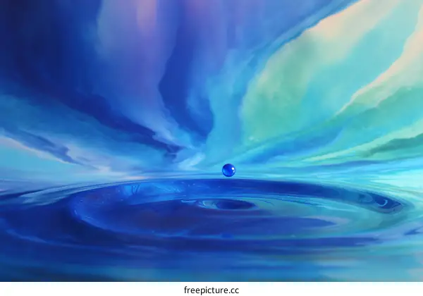 Abstract Blue Water Drop Splash Art