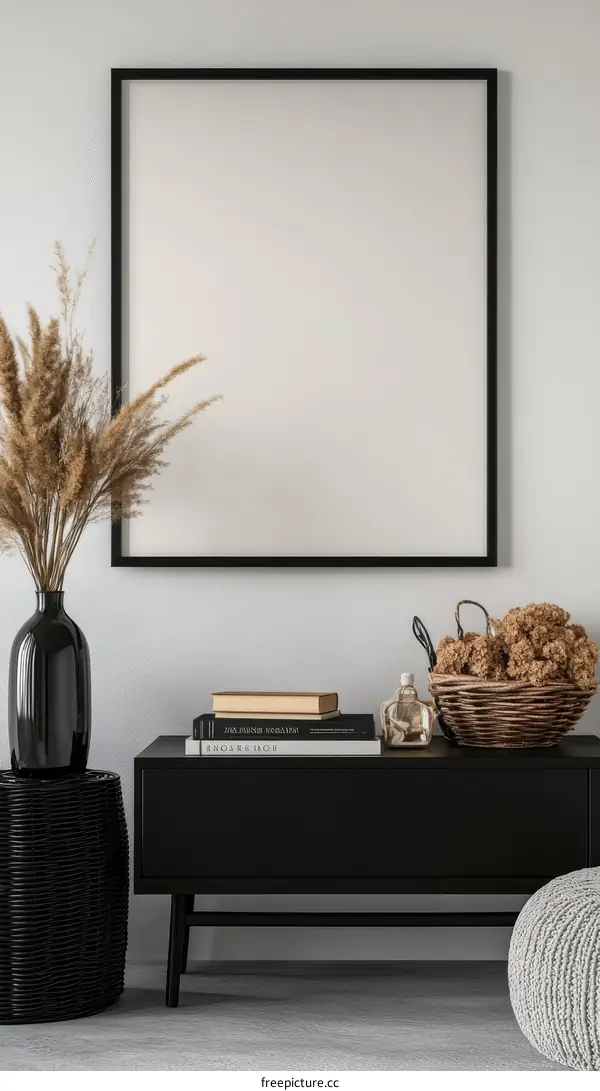Empty Frame Mockup in Modern Living Room