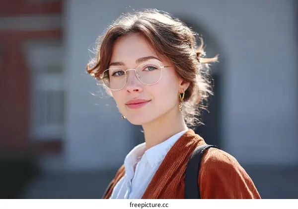 Stylish Caucasian Woman Outdoor Portrait