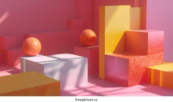 Abstract Minimalist Geometric Shapes and Spheres Illustration