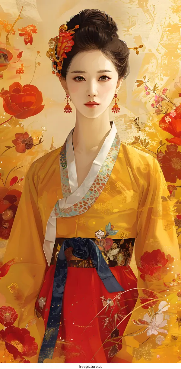 A beautiful Korean woman in traditional dress