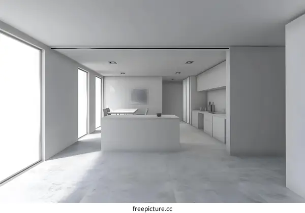 Modern Kitchen Interior Design with White Cabinets and Island