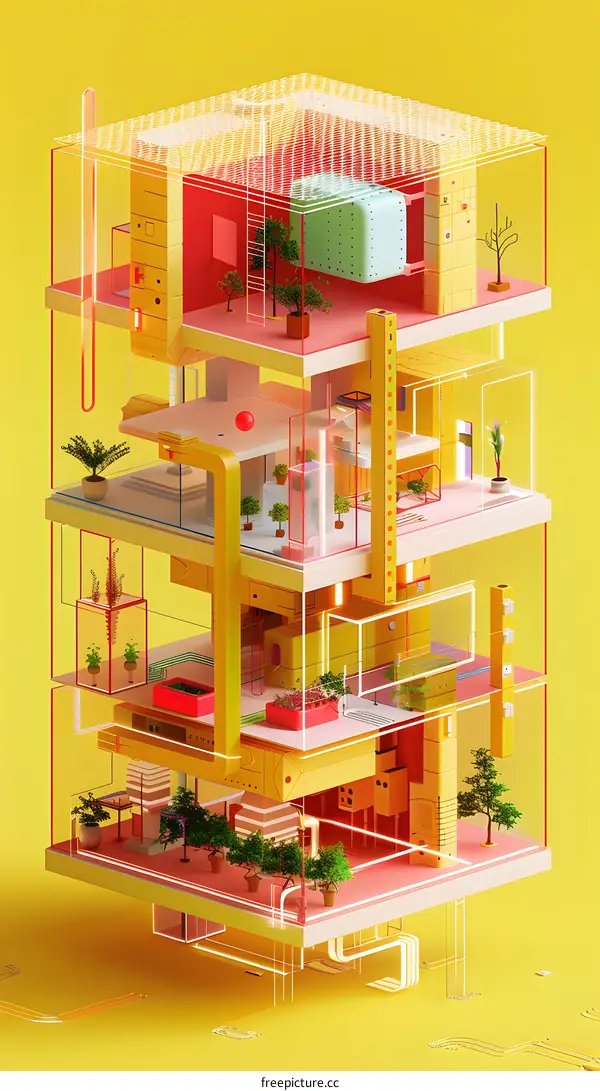 Abstract 3D Illustration of a Futuristic City