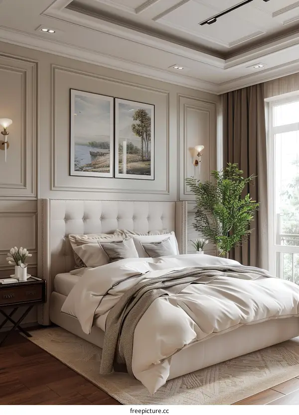Elegant Beige Bedroom Interior Design