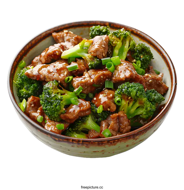 [Transparent Background PNG]Beef and broccoli in bowl