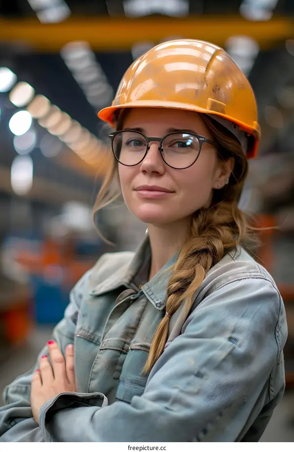 Confident Female Engineer in a Factory Setting