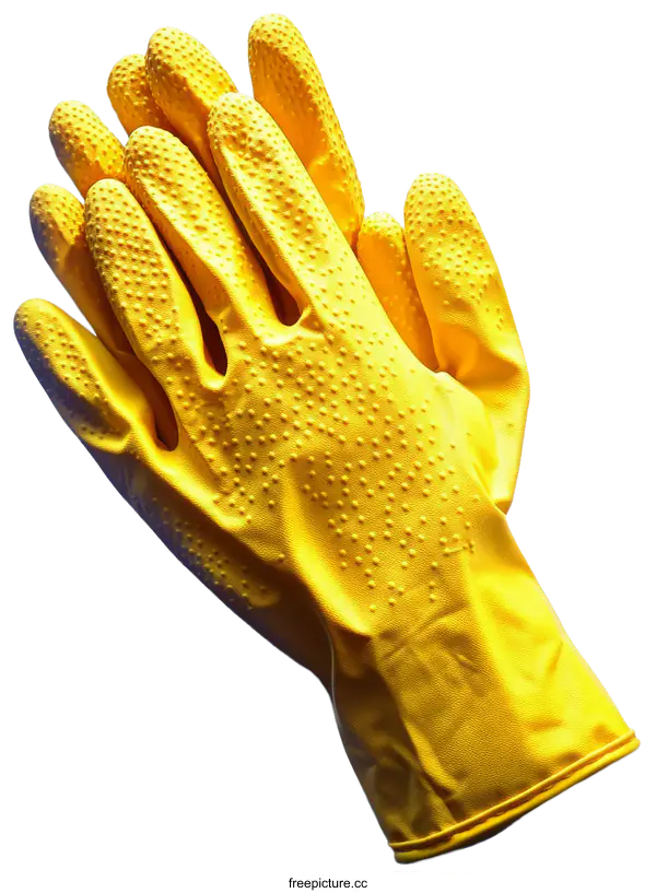 [Transparent Background PNG]Pair of Yellow Rubber Work Gloves
