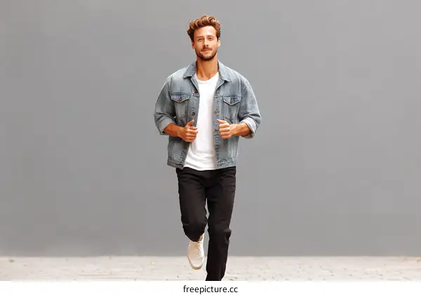 Stylish Casual Man in Denim Jacket