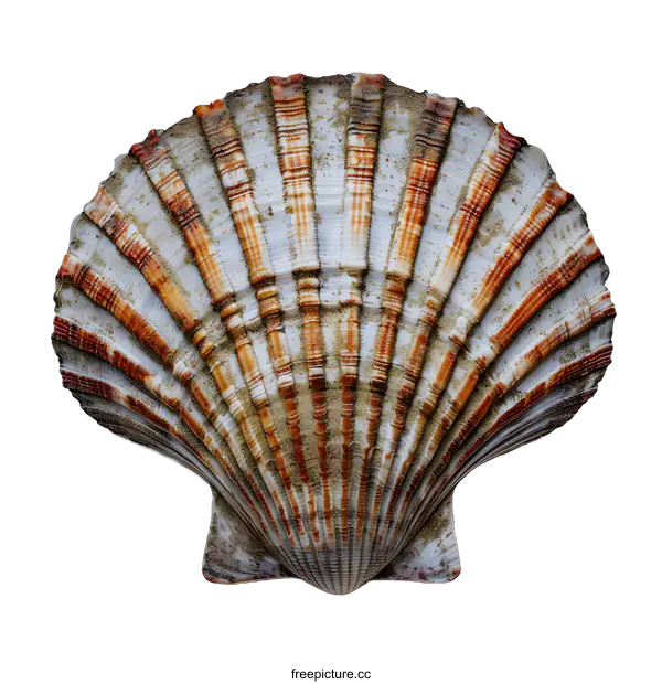 [Transparent Background PNG]A Scallop Shell on a White Background