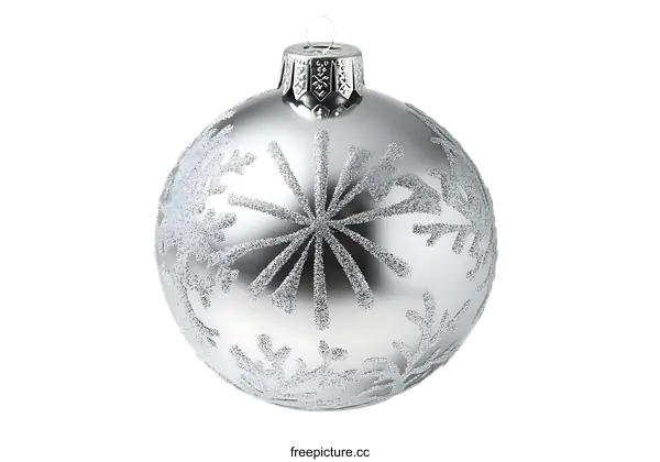 [Transparent Background PNG]Silver Christmas Ornament with Snowflake Design