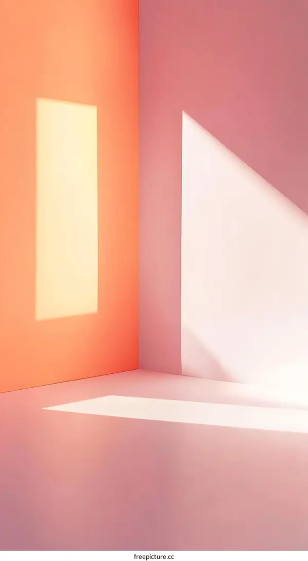 Minimalist Abstract Pink and Orange Corner with Sunlight