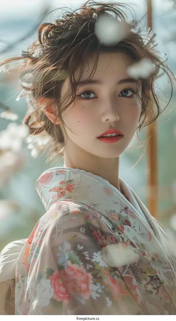 Beautiful Asian Woman in Traditional Kimono