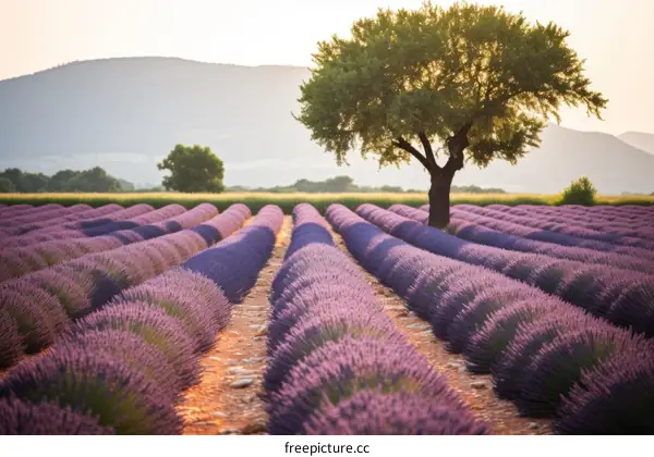 Lavender Fields of Provence in Summer Sunset