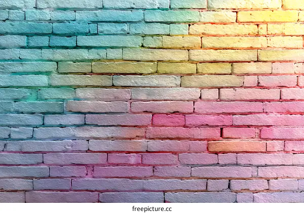 Colorful Painted Brick Wall Texture Background