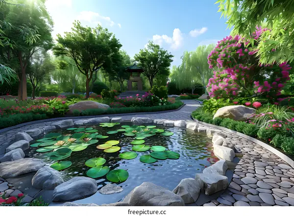 Chinese style garden landscape design renderings
