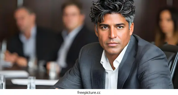 Confident Businessman Looking at Camera in Meeting