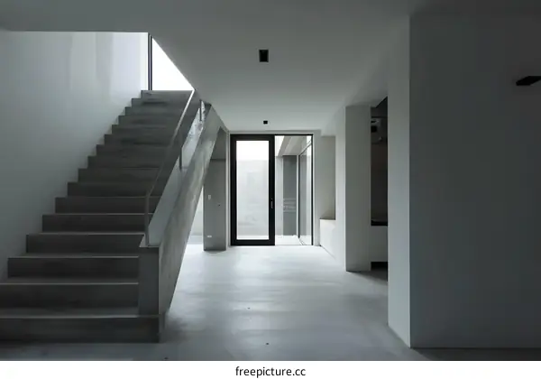 Modern Concrete Staircase In Minimalist Interior Design