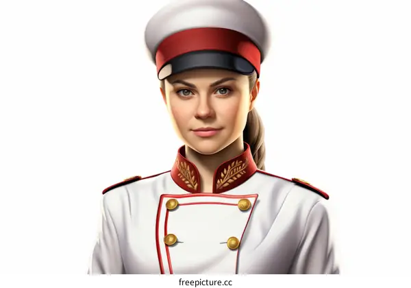 A female in a white military uniform