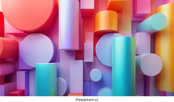 Vibrant Geometric Shapes 3D Render Illustration