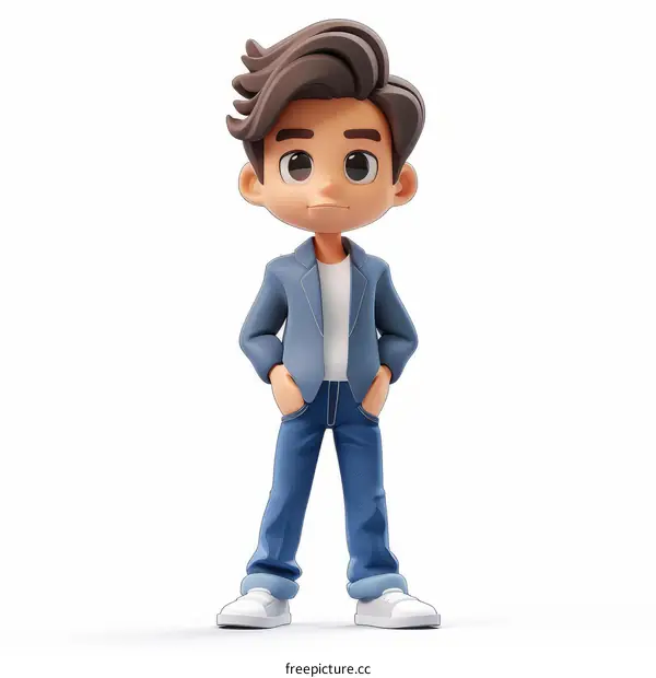 Casual Young Man in Suit and Jeans: 3D Illustration