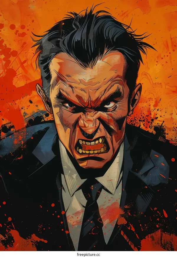 A man with a red background