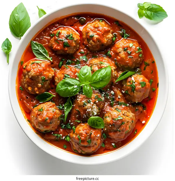 A bowl of delicious meatballs in tomato sauce