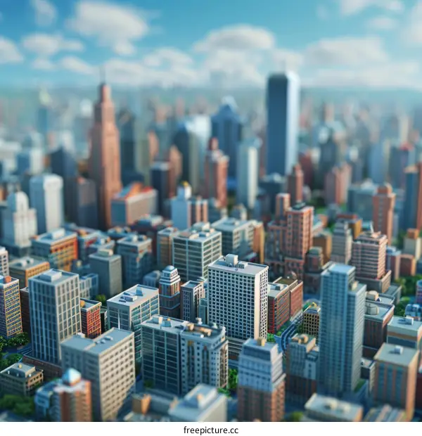 Miniature Cityscape: Skyscrapers and Buildings