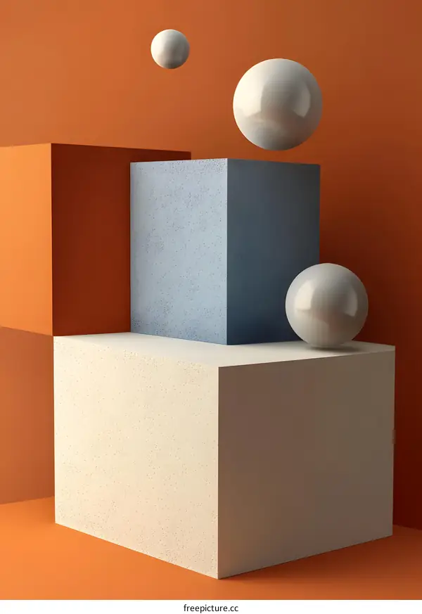 Abstract Minimalist 3D Geometric Shapes Illustration