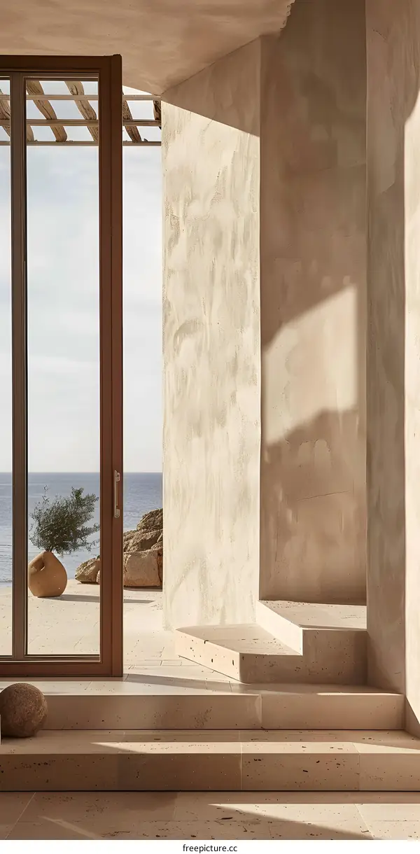 Minimalist Interior Design with View of the Ocean