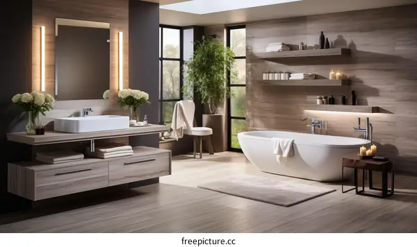 Bathroom interior with natural elements