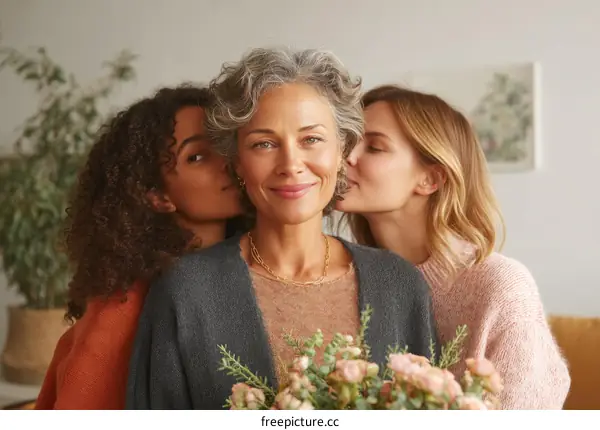 Three Women Sharing Affectionate Moment