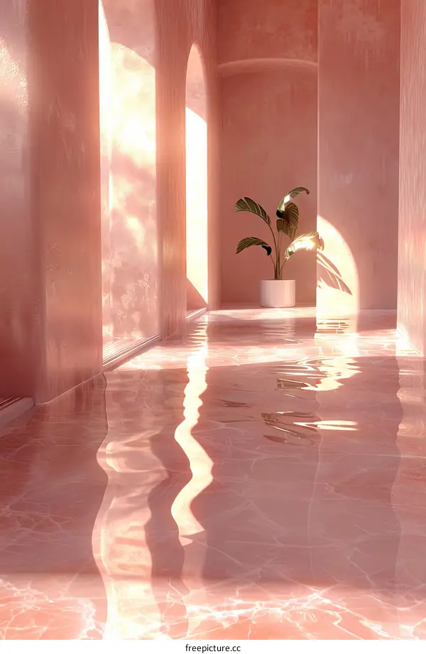 Pink Interior Design with Water Reflection