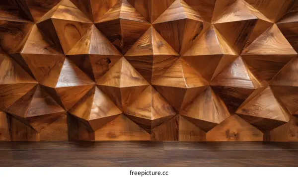 Geometric Wood Paneling Wall Design