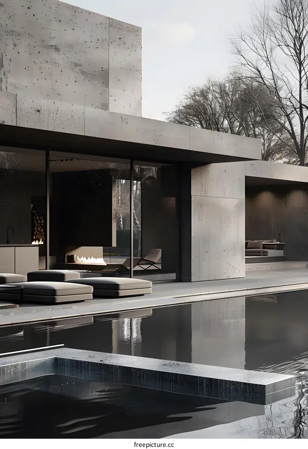 Modern Minimalist House Exterior with Pool