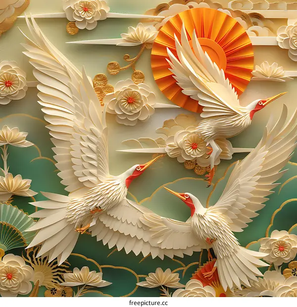 Paper Cranes in Flight