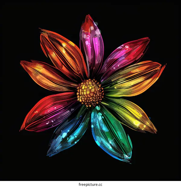 Rainbow flower with black background