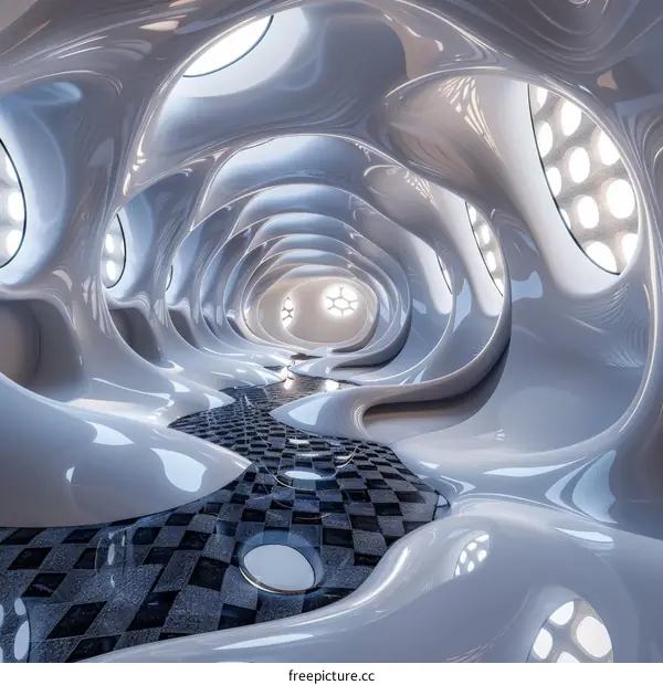 Futuristic Interior of an Alien Spaceship