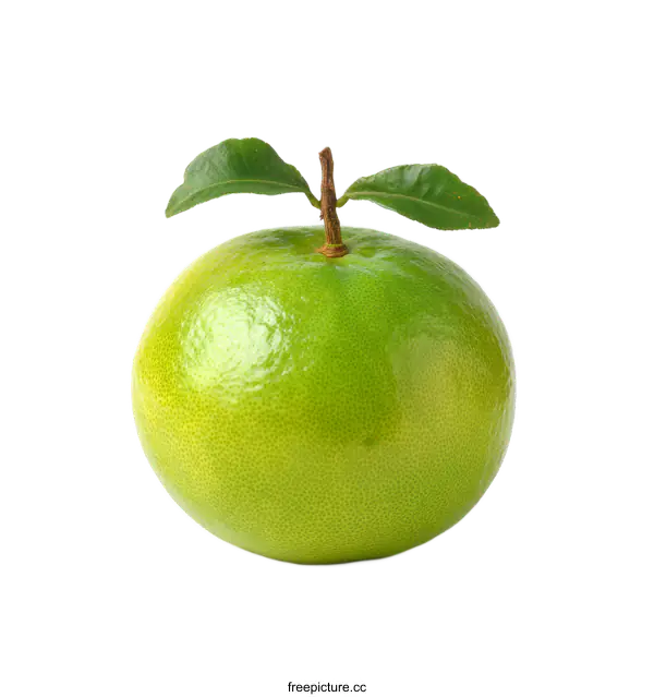 [Transparent Background PNG]Fresh Green Grapefruit with Leaves