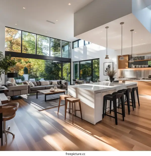 Modern Open-Concept Home with Spacious Kitchen and Living Room
