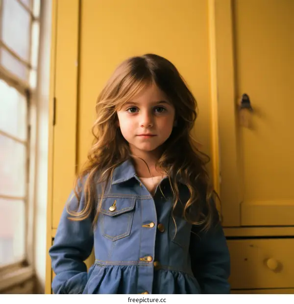 Portrait of a Little Girl in a Blue Jean Jacket