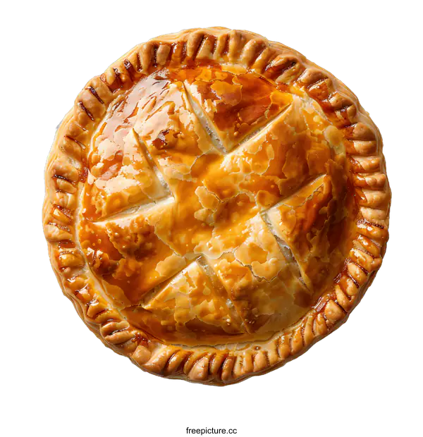 [Transparent Background PNG]Top view of homemade pie with golden crust