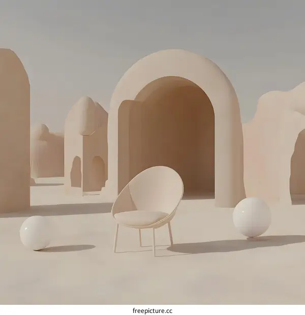 Minimalist Chair in Surrealist Landscape