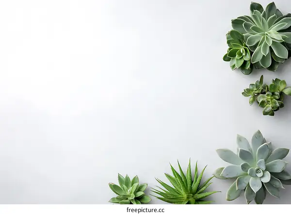 Succulents on White Background Minimalist Design